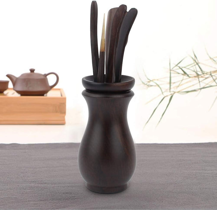 Teezeremonie-Set, 6-teilig, Teebesteck aus Bambus, Teeschaufel aus Ebenholz, Clip, Nadel, Eimer, Aus