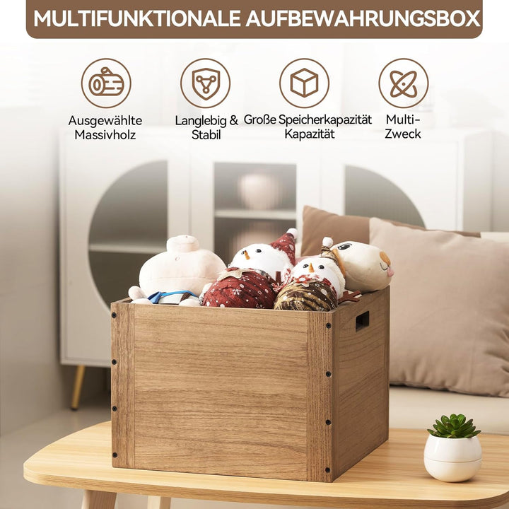 KIRIGEN Stapelbare Aufbewahrungsbox aus Paulownia-Holz, Regalwürfel mit Verbindungsplatten und Fussp
