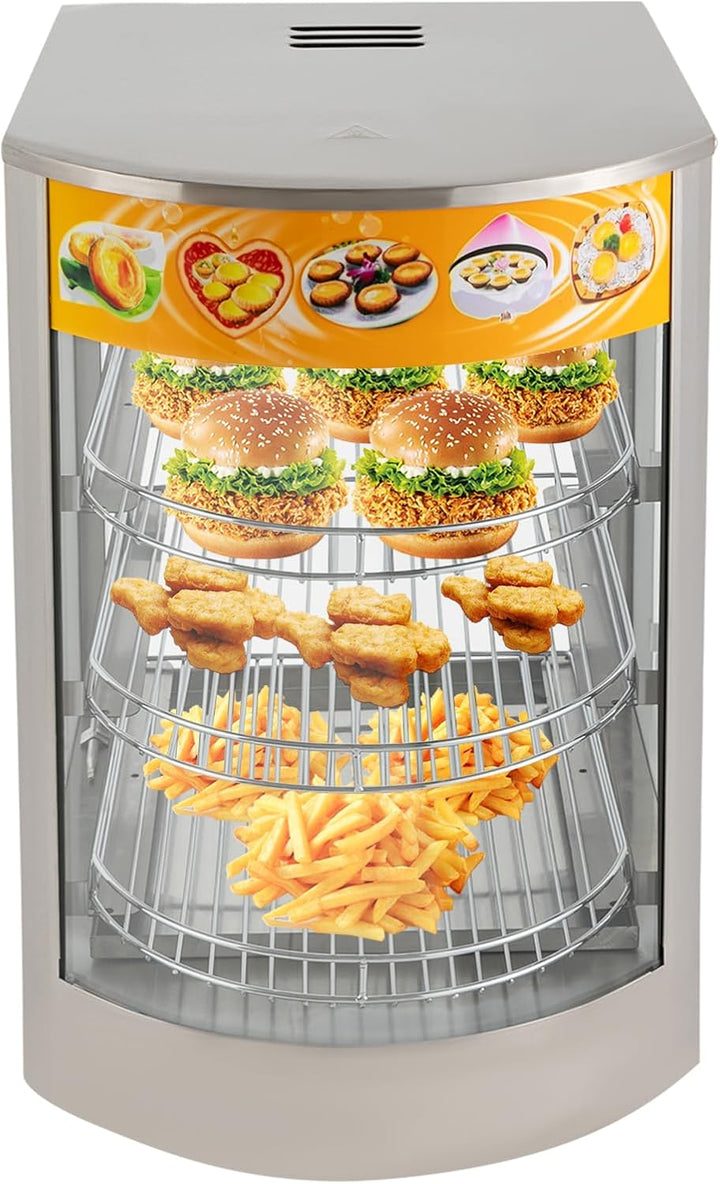 Speisenwärmeschrank 800W 3-Etagen Einstellbare Warmhaltevitrine Kommerzieller Speisenwärmer Wärmesch