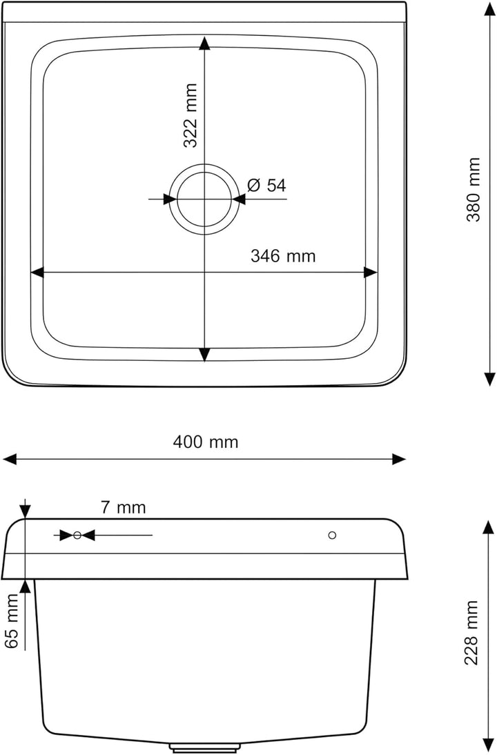Granitan Ausgussbecken für Garage Keller Werkstatt und Waschküche - Universal Waschtrog mit Siphon -