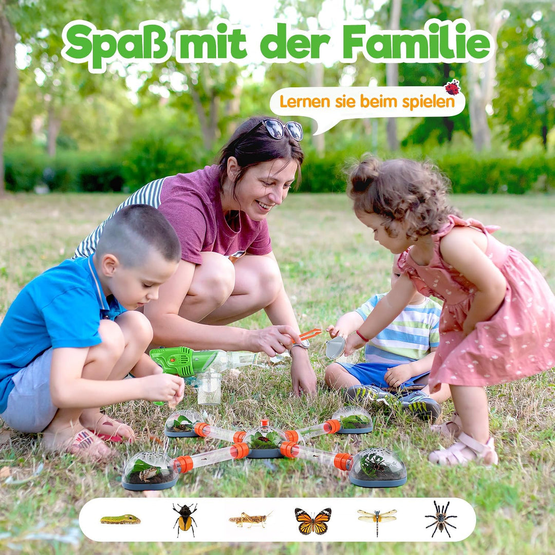 PLAY Insekten Kinder Forschenset, Entdecker Set, Mit Insektenfänger, Insektenlebensraumröhre, Beobac