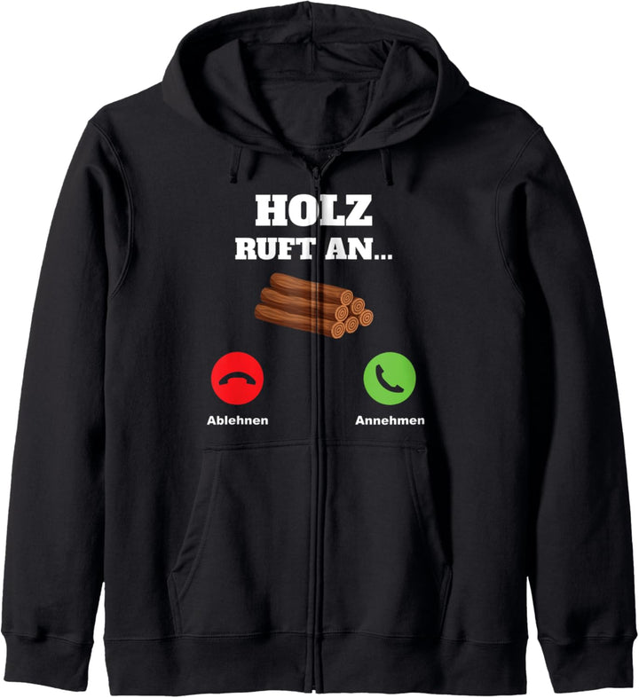 Holz Ruft An Holzfäller Waldarbeit Kapuzenjacke