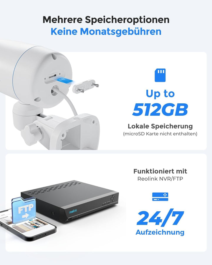 Reolink 4K PoE Überwachungskamera Aussen mit 180° Pan, Spotlight, Farbnachtsicht, Auto-Tracking, Sma