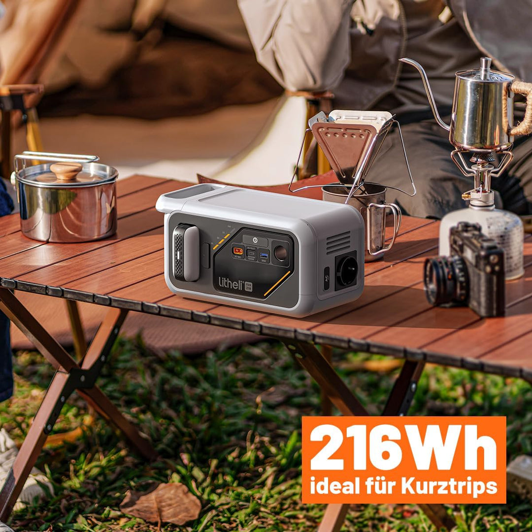 Litheli Tragbare Powerstation Flint 218, 216Wh LiFePO4 Batterie Outdoor Generator, 300W AC/100W USB-