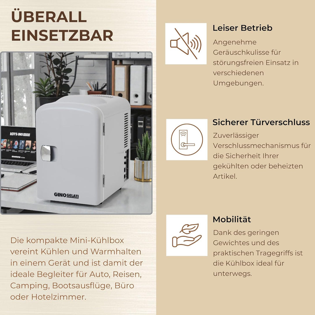 Gino Gelati 4 Liter 2 in 1 Mini Kühlschrank Kühlbox Warmhaltebox Campingkühlschrank 12 & 220 Volt, k