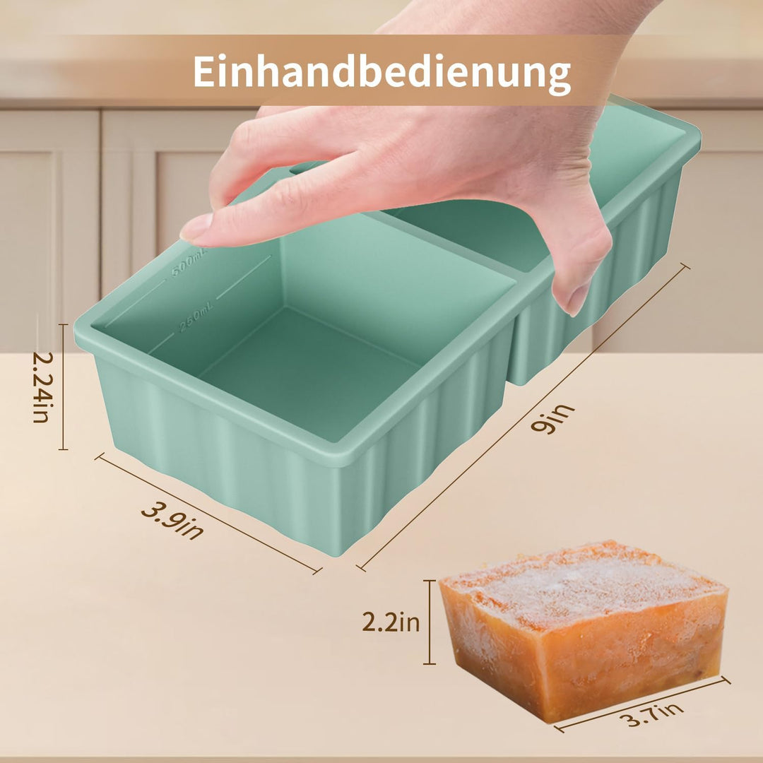 Extragrosse Silikon Gefriertablett, Suppe Gefrierschrank Eiswürfelform mit Deckel, 2er-Pack Grosse S