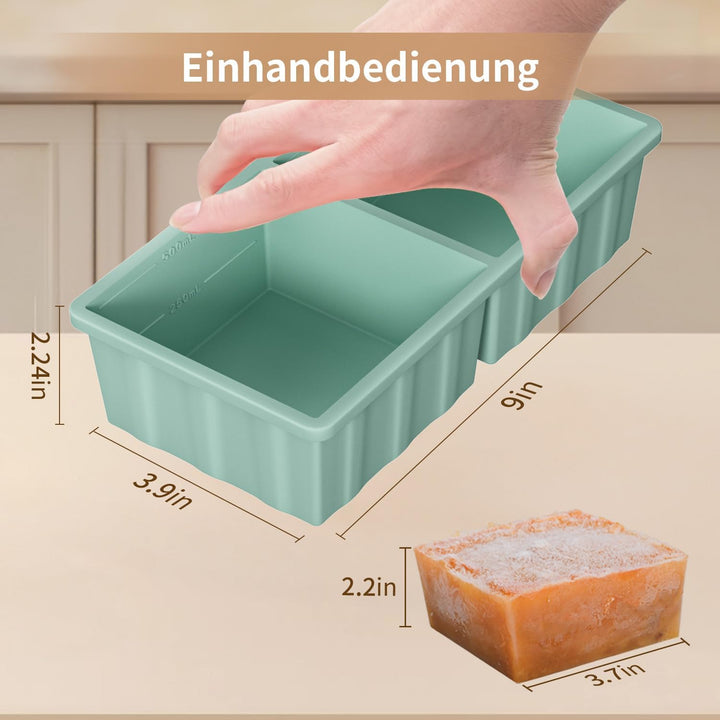 Extragrosse Silikon Gefriertablett, Suppe Gefrierschrank Eiswürfelform mit Deckel, 2er-Pack Grosse S