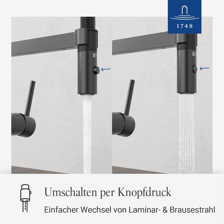 Villeroy &amp; Boch Steel Expert Compact | Hochdruck | Einhand-Küchenarmatur mit schwenkbarem Auslauf un
