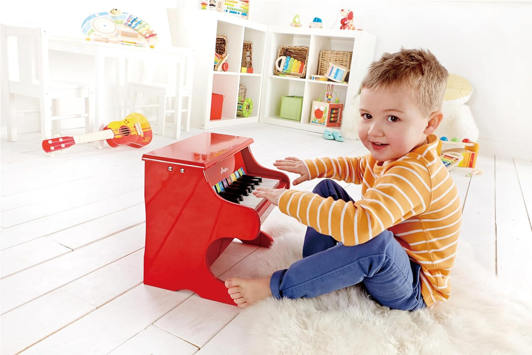 Hape Spielzeug-Klavier | Mit 18 Tasten, Musikinstrument für Kinder aus Holz, Rot