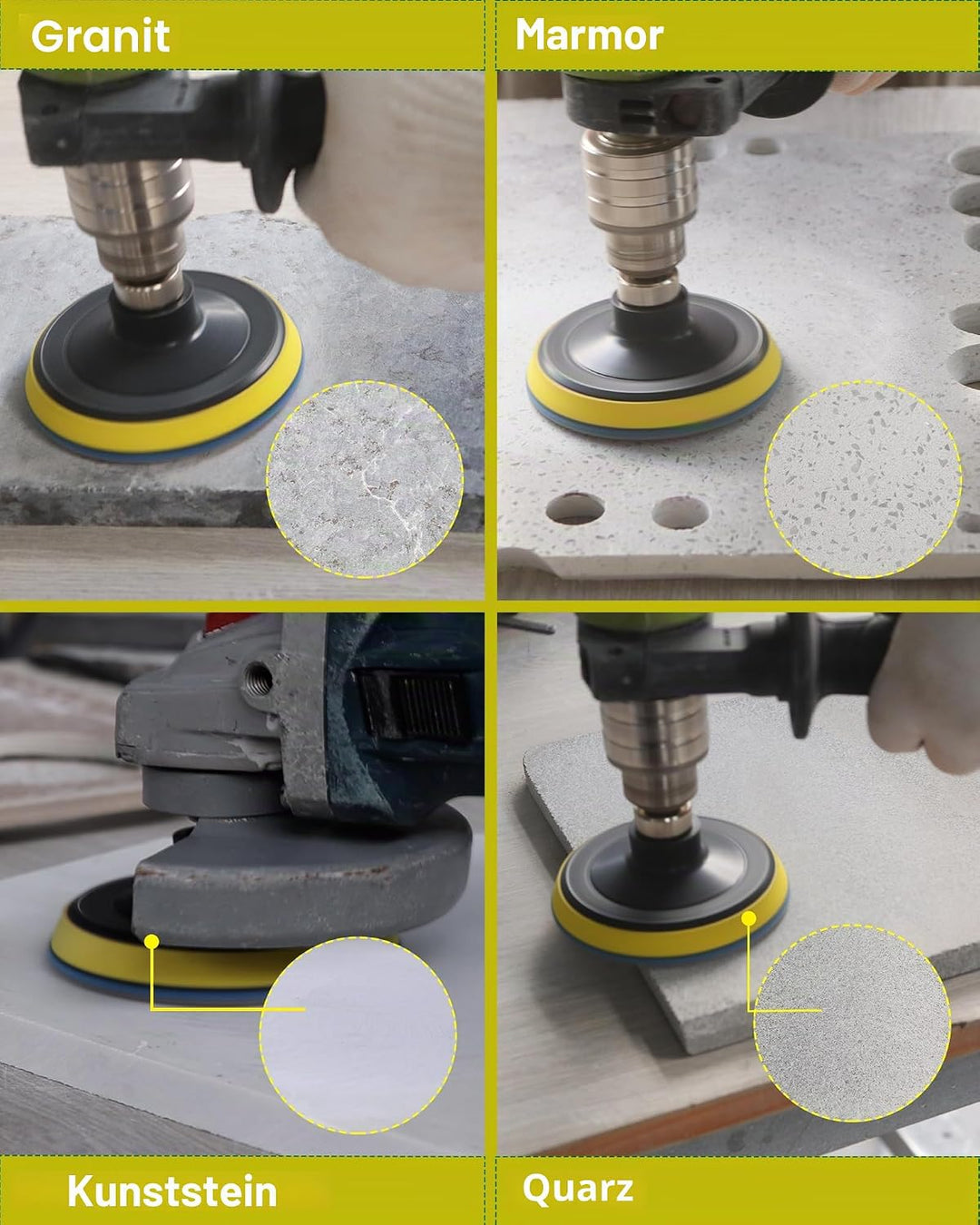 Trocken Diamant Polierpad 100mm 8 Stücke Körnung 50x3/100x2/200/400/800 Polierscheiben mit M14 Stütz