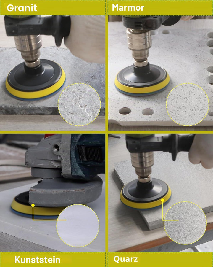 Trocken Diamant Polierpad 100mm 8 Stücke Körnung 50x3/100x2/200/400/800 Polierscheiben mit M14 Stütz