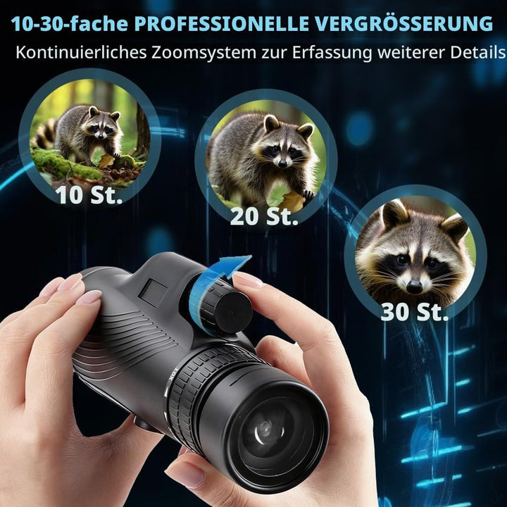 Monokulares Teleskop, 10x30 Zoom Monokular Teleskop für Erwachsene mit BAK4-Prisma, FMC-Objektiv und