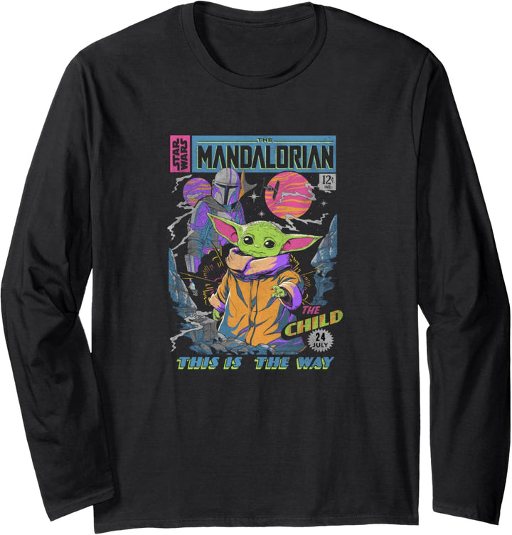 Star Wars The Mandalorian Neon Poster Langarmshirt