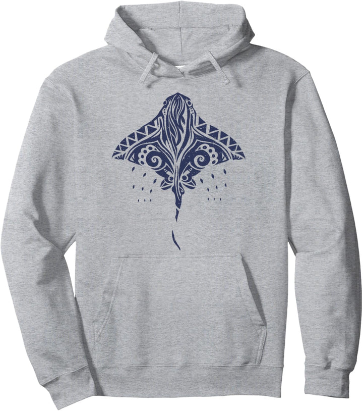 Tribal Stachelrochen Blaues Meerestier Meeresleben Pullover Hoodie
