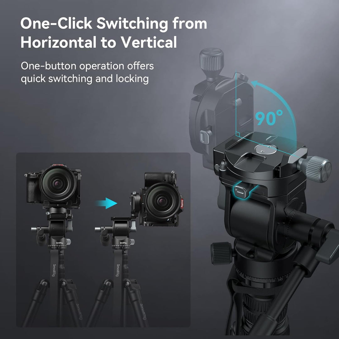 SMALLRIG 73 Zoll Video Tripod für vertikale/horizontale Aufnahmen Videostativ Einbeinstativ, mit Sch