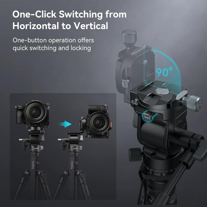 SMALLRIG 73 Zoll Video Tripod für vertikale/horizontale Aufnahmen Videostativ Einbeinstativ, mit Sch