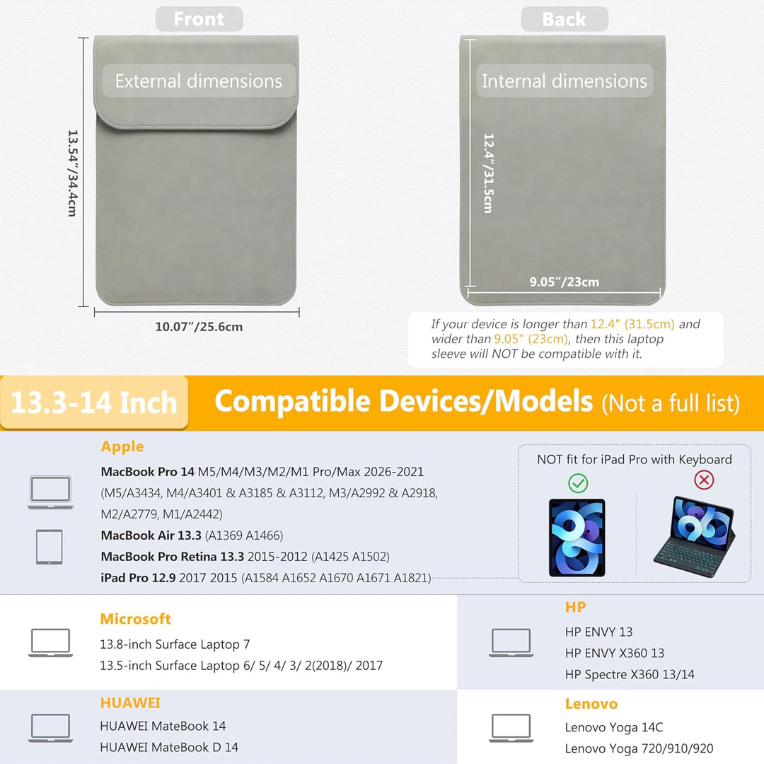 HYZUO 13,3-14 Zoll Laptophülle für MacBook Pro 14 M5/M4/M3/M2/M1 Pro/Max 2026-2021, 13,3" MacBook Ai