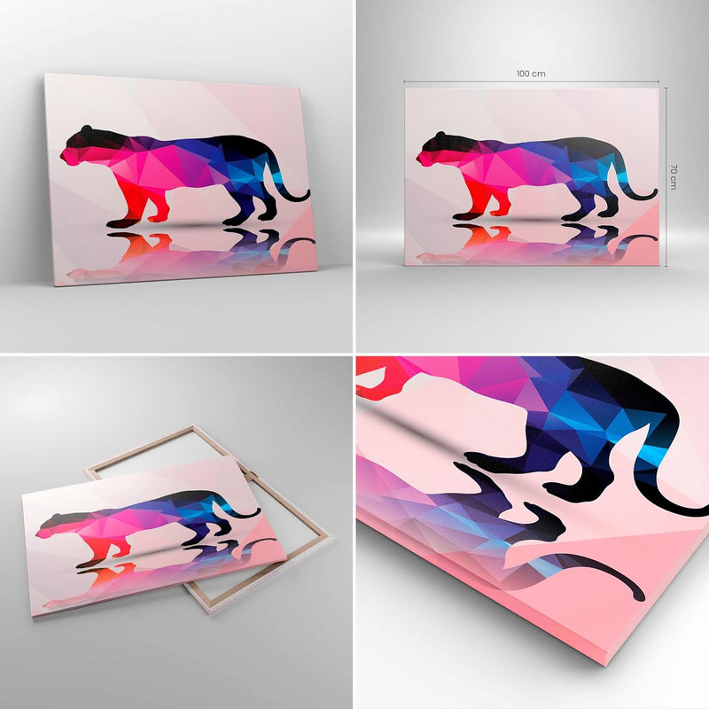 Bilder auf Leinwand 100x70cm Leinwandbild Tiger Illustration modern Grafik Gross Wanddeko Bild Schla