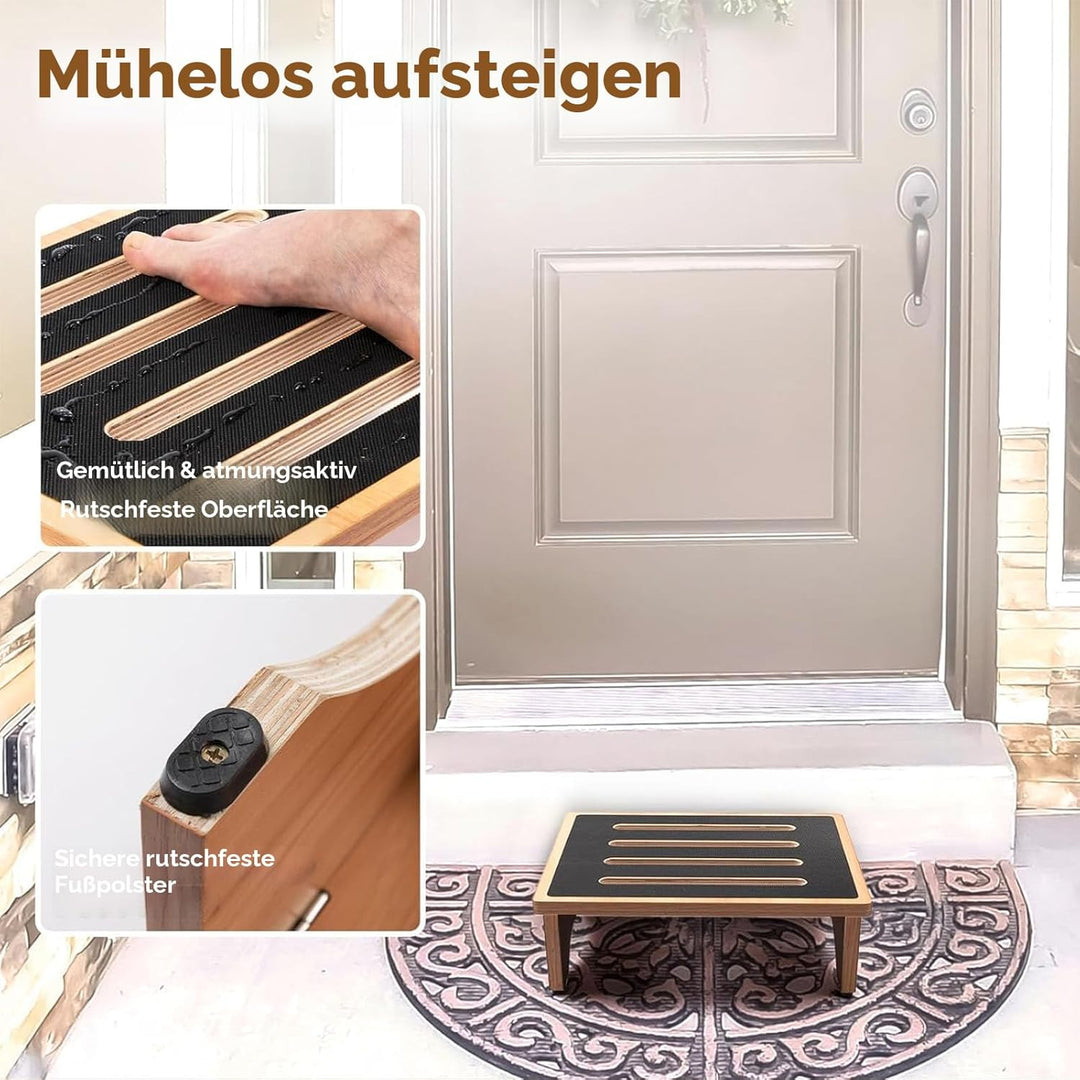 StrongTek 5" hoher Holz-Betttritthocker für Erwachsene, stabile Bett- und Duschtreppe, 200 kg Tragkr