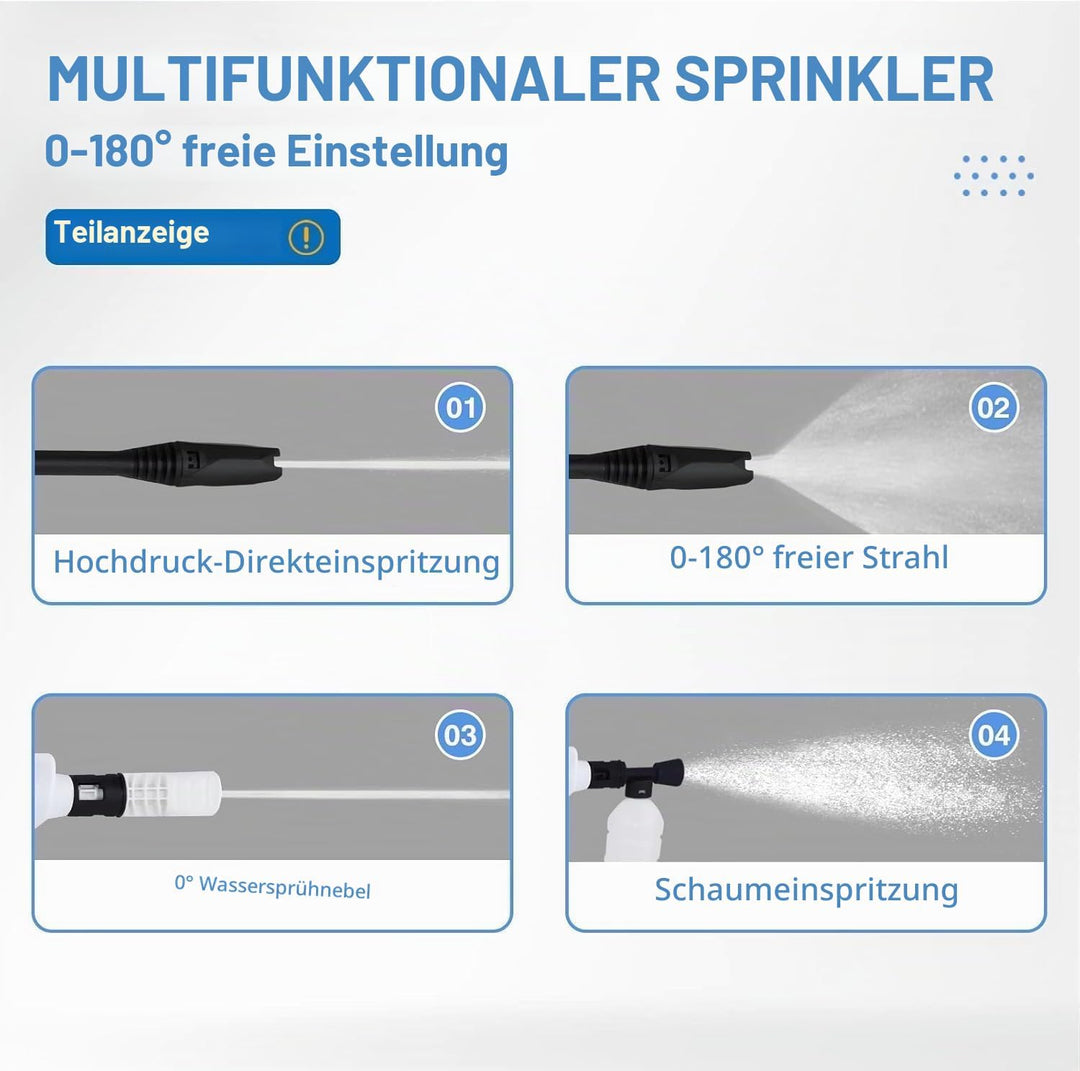 Akku Hochdruckreiniger, 21V 45Bar Mobiler Hochdruckreiniger Mit 1 Akku&amp;Schnellladegerät, Schaumsprüh