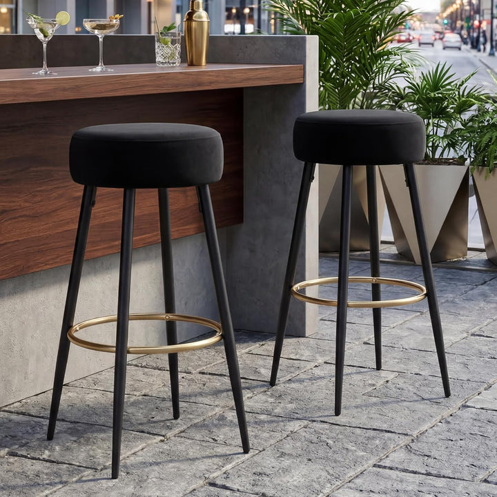 Duhome Barhocker 2er Set Barstühle Runde Tresenhocker Samt Bistrohocker mit Fussstütze für Bistro Kü