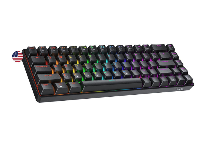 Geeky GK65 65% | Hot Swappable Mechanische Gaming-Tastatur | 68 Tasten Multi Color RGB LED Hintergru