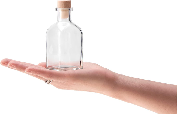 COM-FOUR® 6x Glasflasche 120 ml mit Korken - leere Flasche mit Korkenverschluss - Glasbehälter zum B