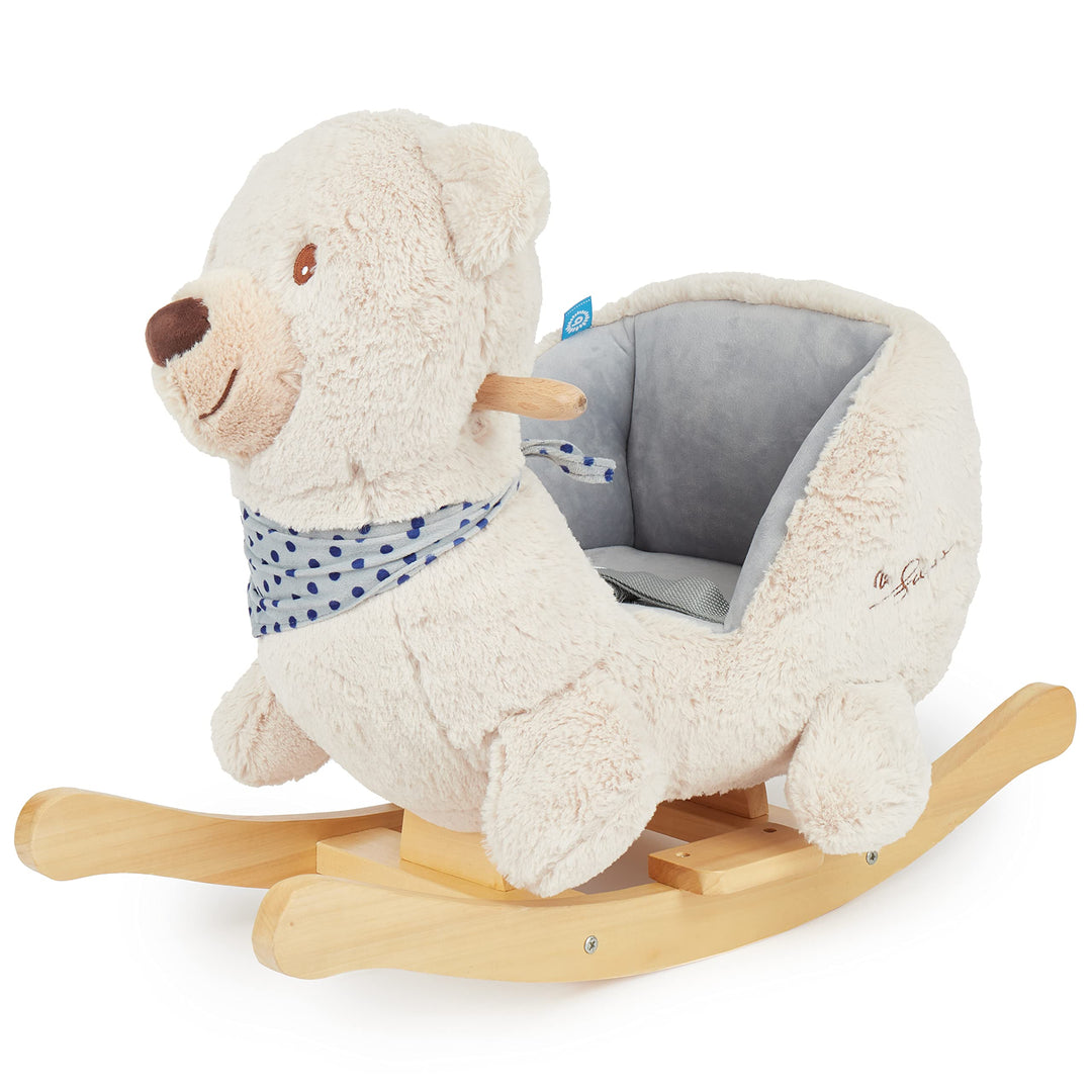 Bieco Plüsch Schaukeltier Bär Creme 62x30x48cm | Schaukelpferd Baby | Schaukeltier Baby | Kinderscha