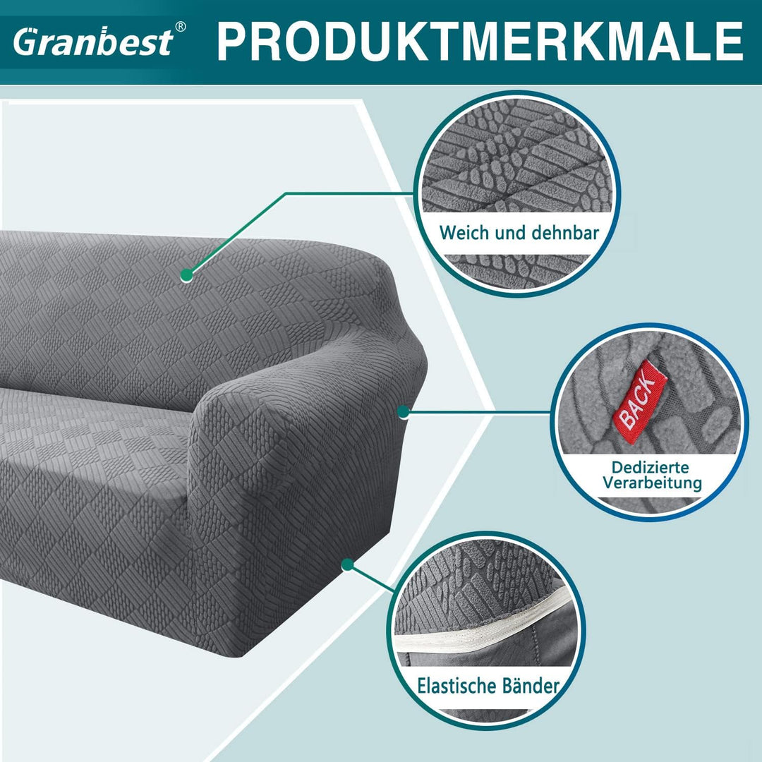 Granbest Stilvolle Rhombus Dicke Sofabezug 2 Sitzer Elastische Modestoffe Couchbezug Loveseat Sofasc