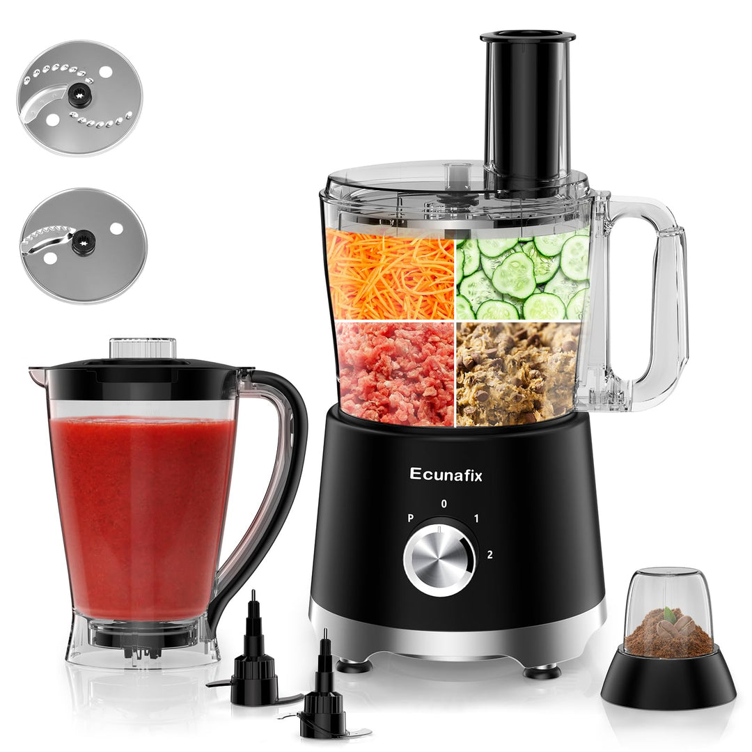 Küchenmaschine & Zerkleinerer 1500 W, 2,5L, Food Processor mit 2L Standmixer, 200ML Kaffeemühle für