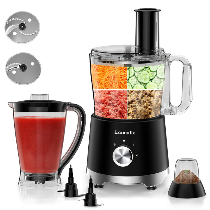 Küchenmaschine & Zerkleinerer 1500 W, 2,5L, Food Processor mit 2L Standmixer, 200ML Kaffeemühle für
