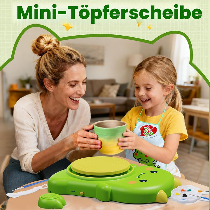 Skirfy Mini-Töpferscheiben-Maschinen-Set für Anfänger und Kinder, mit Licht, elektrisches Keramikrad