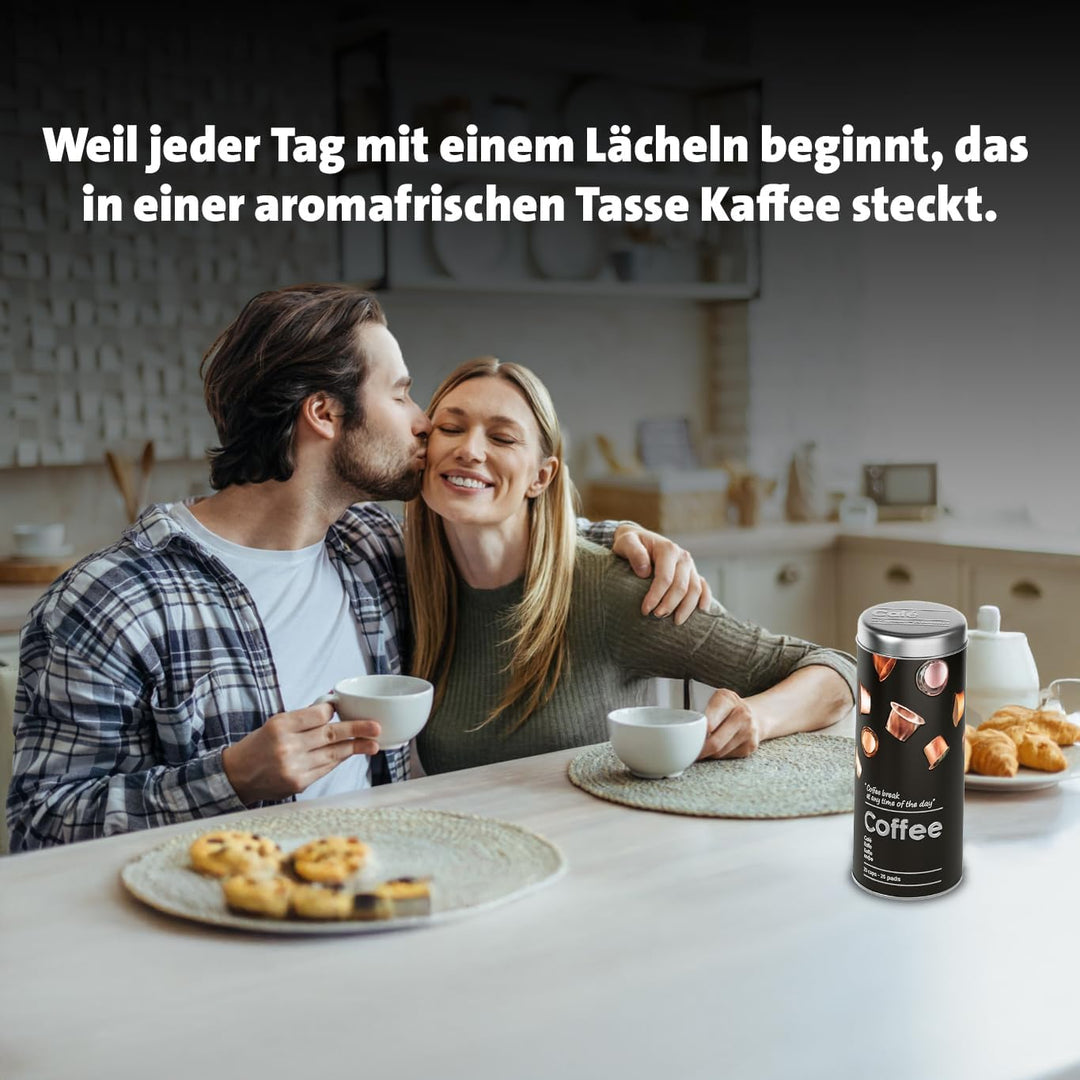 2-teilig Metalldose für Kaffeepads, Kaffeespender Paddose, Kaffeebox Pads Schwarz, Schwarz