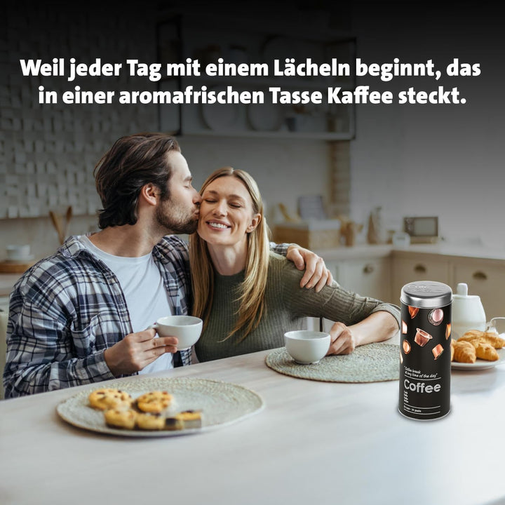 2-teilig Metalldose für Kaffeepads, Kaffeespender Paddose, Kaffeebox Pads Schwarz, Schwarz