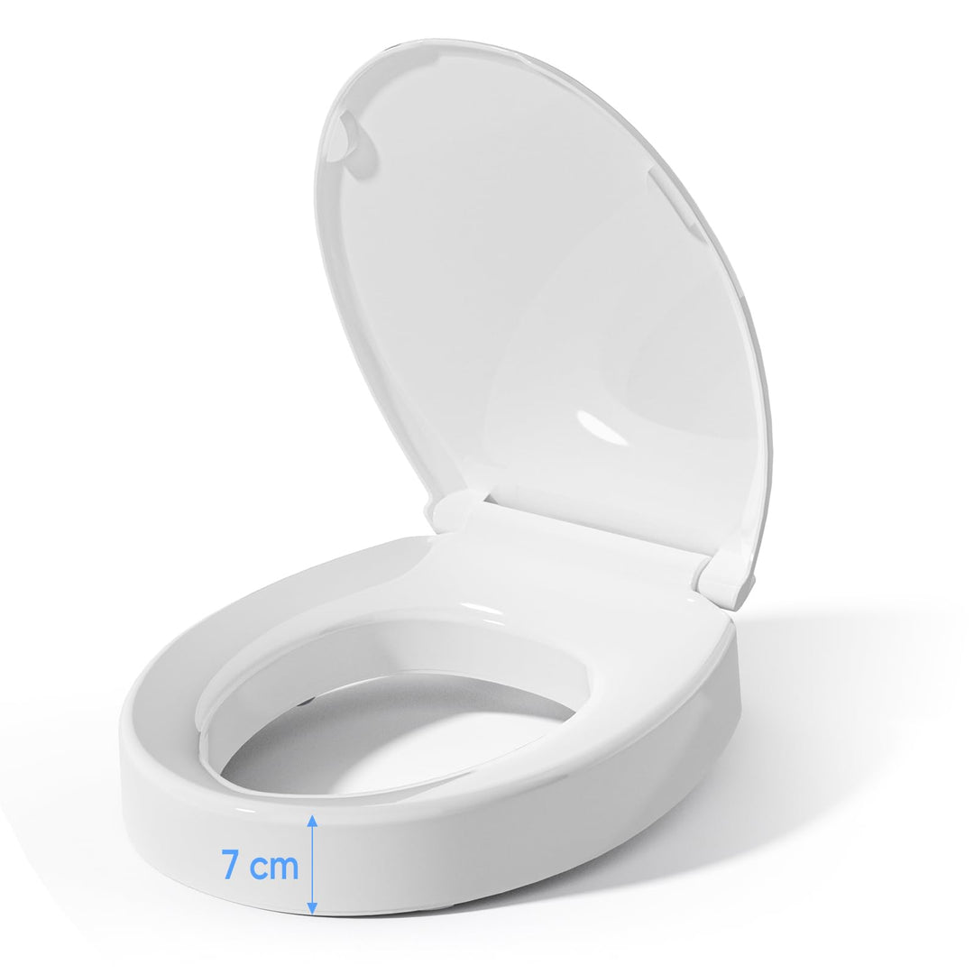 SAMODRA Toilettensitzerhöhung mit Absenkautomatik, oval, Schnellverschluss für einfaches Anbringen u
