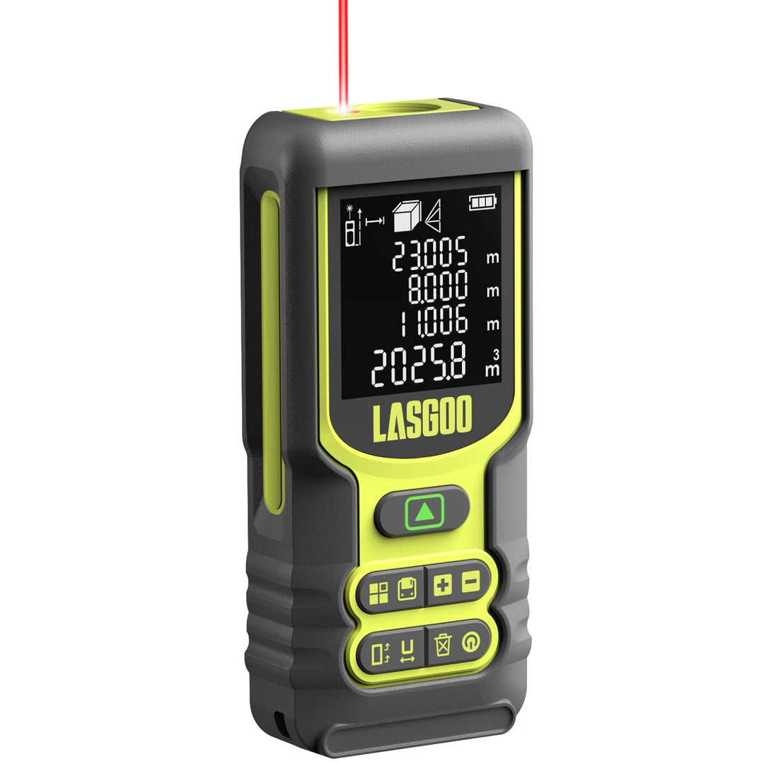 Laser Entfernungsmesser, LASGOO 60m/197ft Laser-Messgerät mit Ft/In/M, LCD-Hintergrundbeleuchtung, P