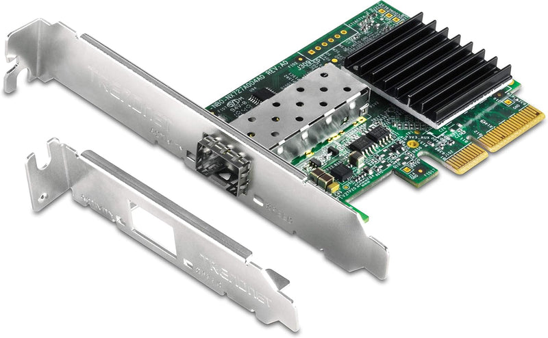 TRENDnet TEG-10GECSFP 10 Gigabit PCIe SFP+ Netzwerkadapter, Standard- und flache Halteklammern inbeg