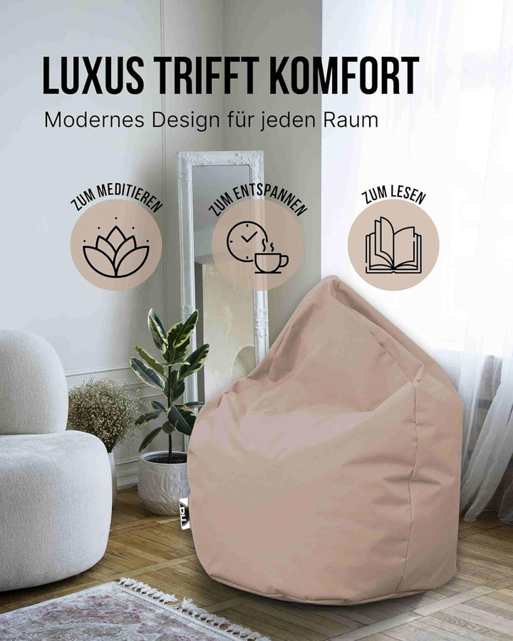 PATCH HOME Patchhome Sitzsack Tropfenform mit Reissverschluss Nachfüllbar - für In &amp; Outdoor - mit S