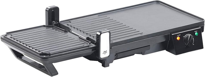 Rosenstein & Söhne Grill: Elektrischer 2in1-Tischgrill mit Kontaktgrill, Grillplatte, 2.000 Watt (El