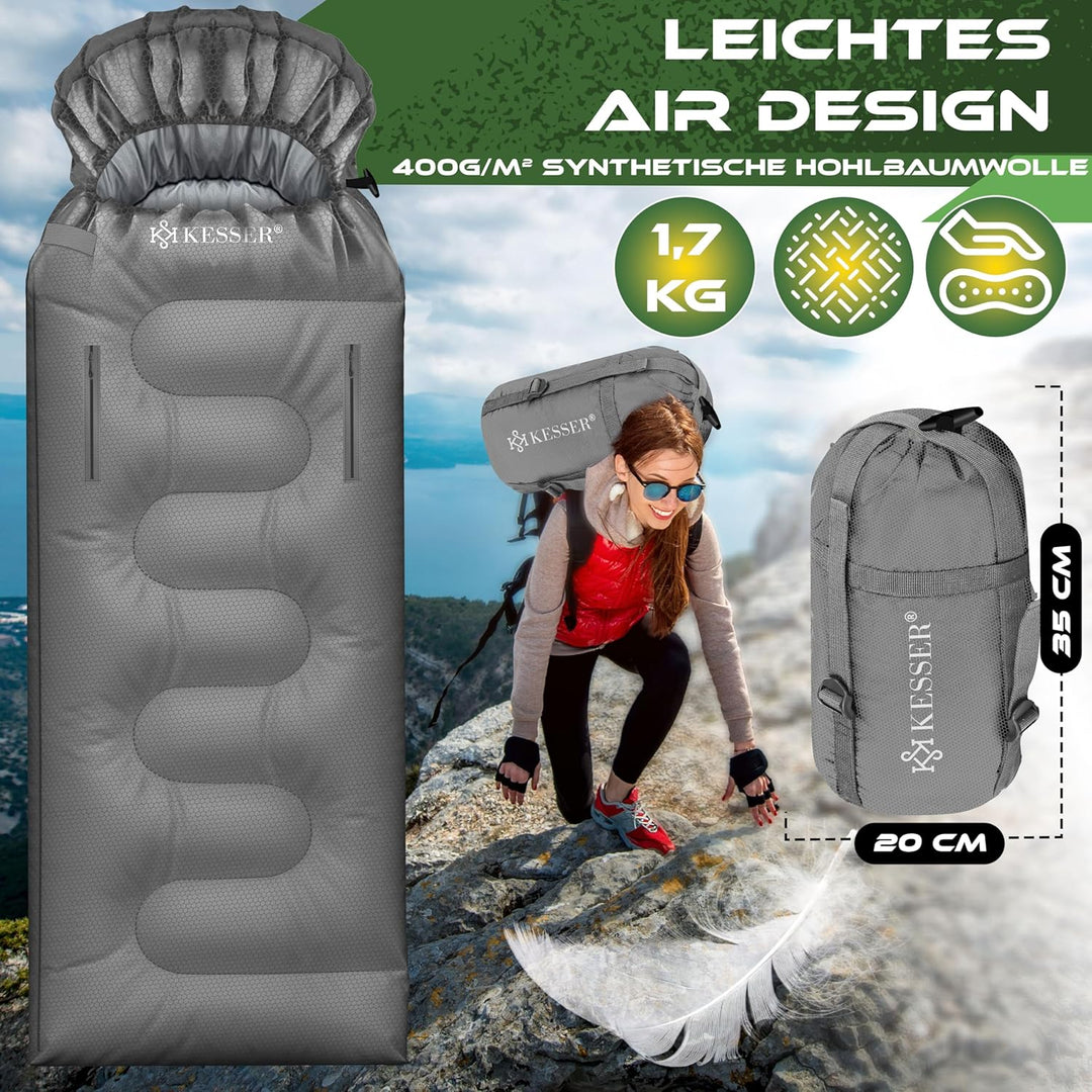 KESSER® Schlafsack Outdoor | Deckenschlafsack 3-4 Jahreszeiten | Camping-Sleeping-Bag für Erwachsene