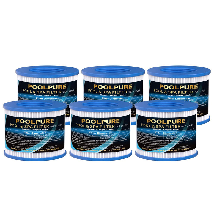 POOLPURE 6X Filterkartuschen Spa Whirlpool mit Gewinde - Spa Filterkartuschen für Clever Spa - Filte