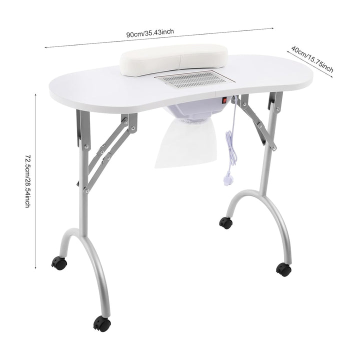 Maniküretisch Tisch mit 4 Universelle Räder und Wasserdichte Tragetasche | Faltbar Nageltisch Tisch,