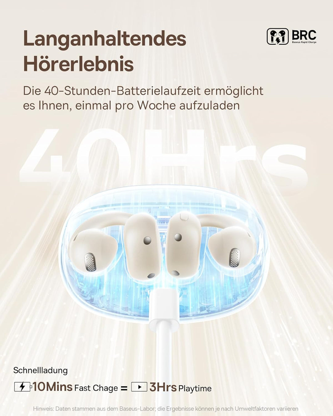 Baseus Bowie MC1 Open Ear Kopfhörer, Ohrclip mit Beeindruckender Klang, Adaptiver Bassverstärkung, B