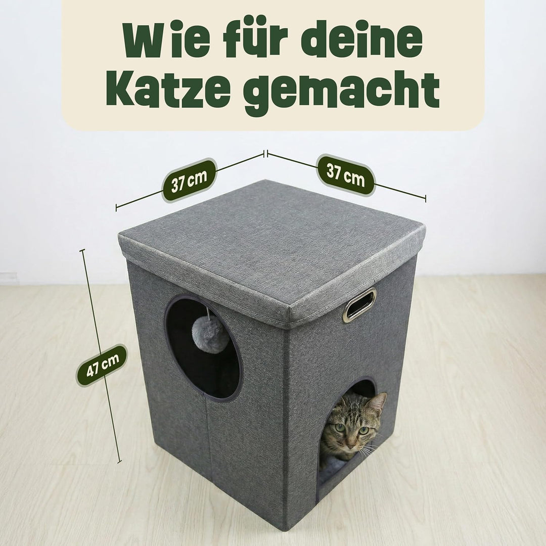 zooprinz katzenhöhle cat cave – kuschelhöhle für Katzen & grosse Katze, warmes katzenbett beige mit