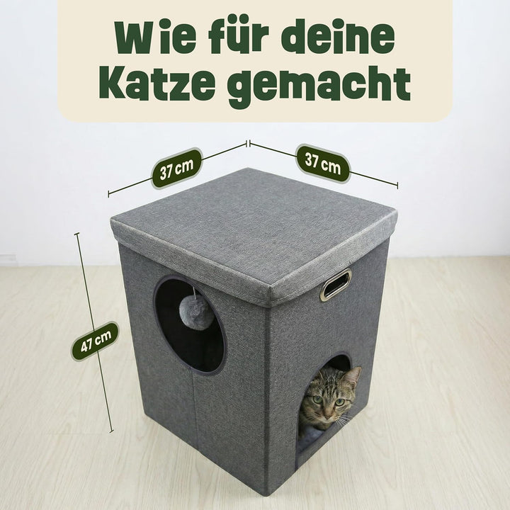 zooprinz katzenhöhle cat cave – kuschelhöhle für Katzen & grosse Katze, warmes katzenbett beige mit