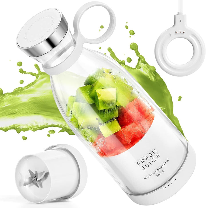 Tragbarer Mixer, 6-Klingen-Entsafterbecher für Saftshakes und Smoothies, 350 ml Mini-Mixer mit LED-A
