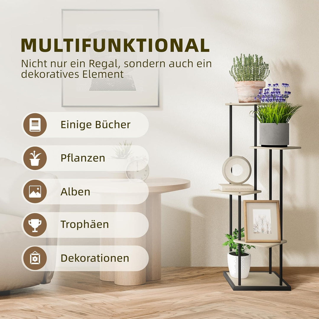 Ribelli 5 Etagen Pflanzenständer, Blumenständer 106 cm, Blumentreppe Blumenregal Pflanzentreppe aus