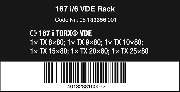 Wera 05006147001 160 i/7 Rack, VDE Isolierter Schraubendreher Satz, 7-teilig & 167 i/6 Schraubendreh