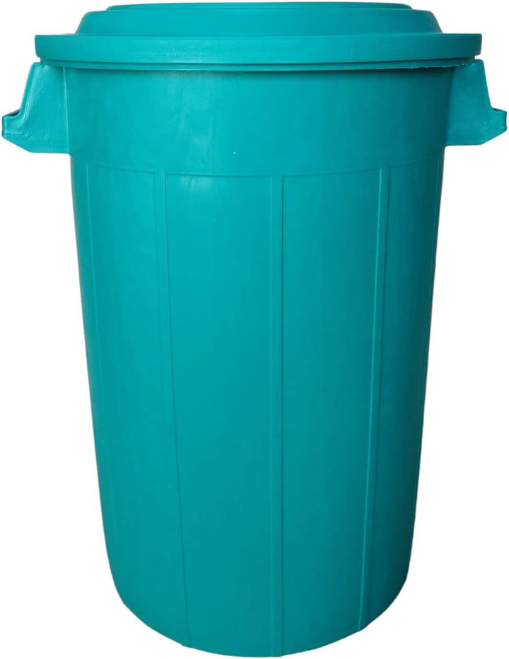 BURI Universaltonne 70 Liter mit Deckel und 2 Tragegriffen Allzweck Tonne in Türkis Regentonne Abfal