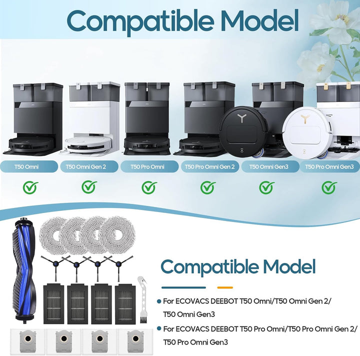 18 Stück Zubehör für ECOVACS DEEBOT T50 Omni / T50 Pro Omni / T50 Omni Gen 2 / T50 Pro Omni Gen 2,1
